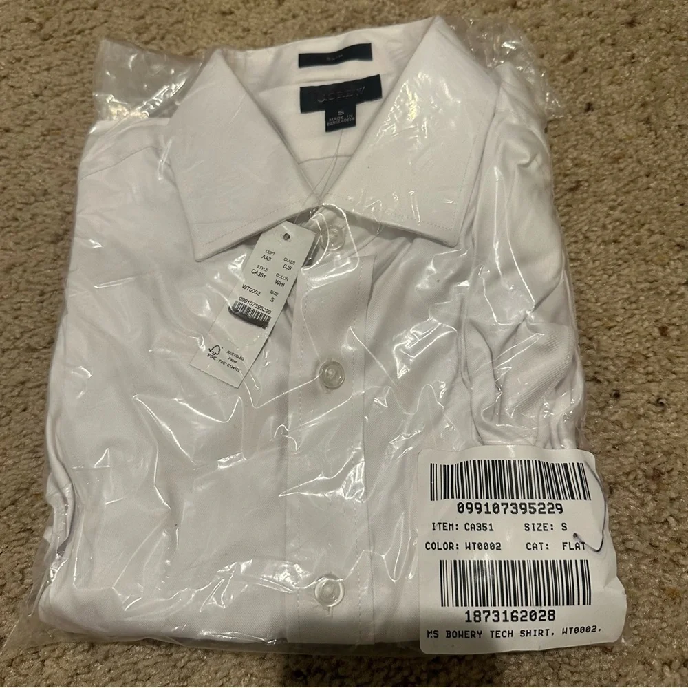 J crew white Slim Bowery performance stretch dress shirt with spread collar